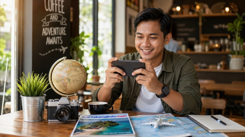 Wisatawan mencari informasi secara online untuk memilih paket komodo tour yang aman.